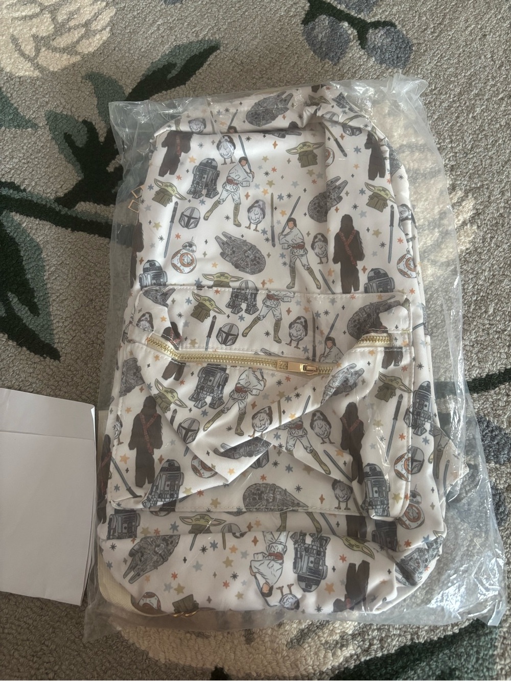 The Magic Box Star Wars Character Print Backpack - White with Gold Accents